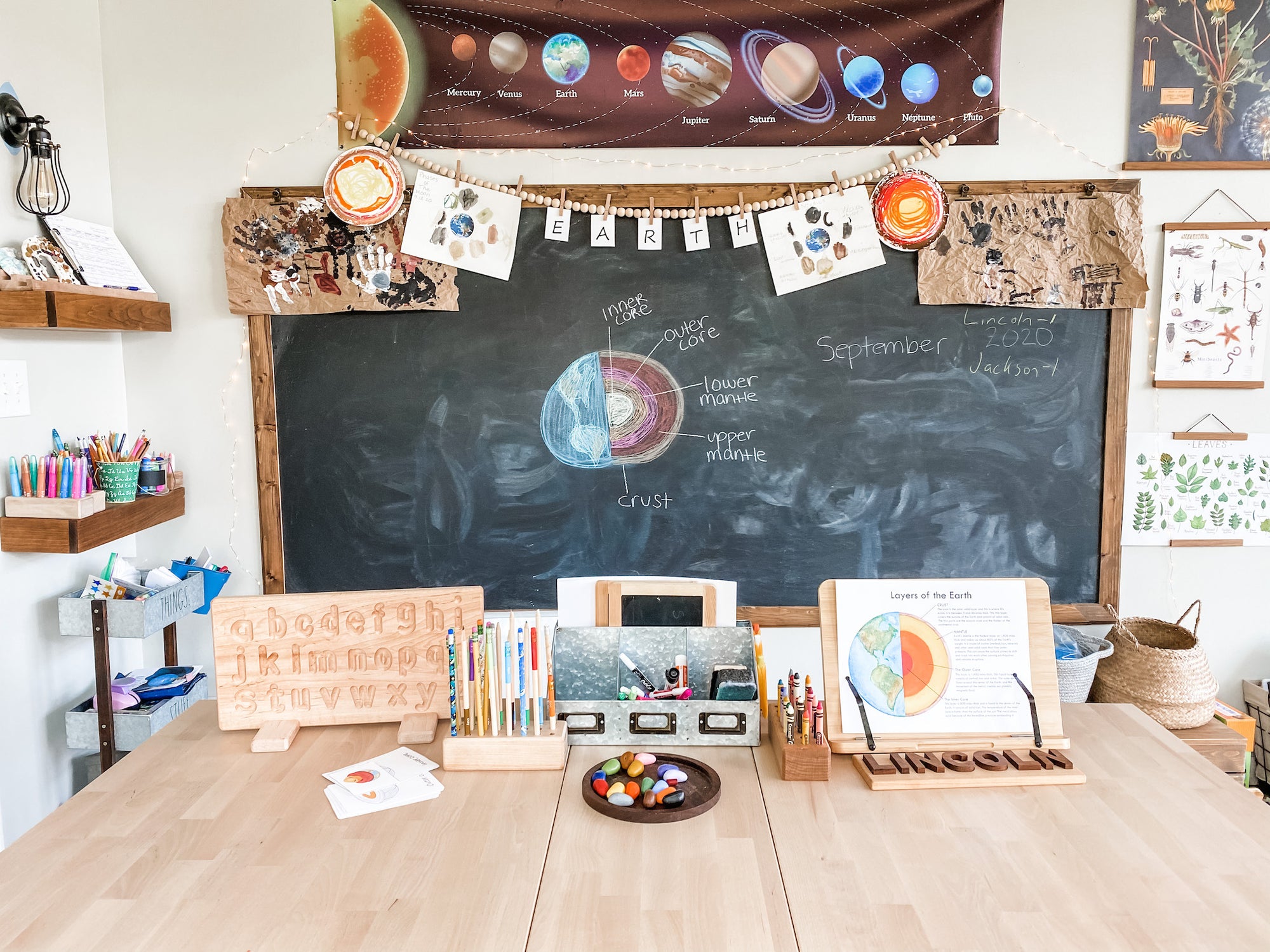 Homeschool classroom picture and organization ideas.
