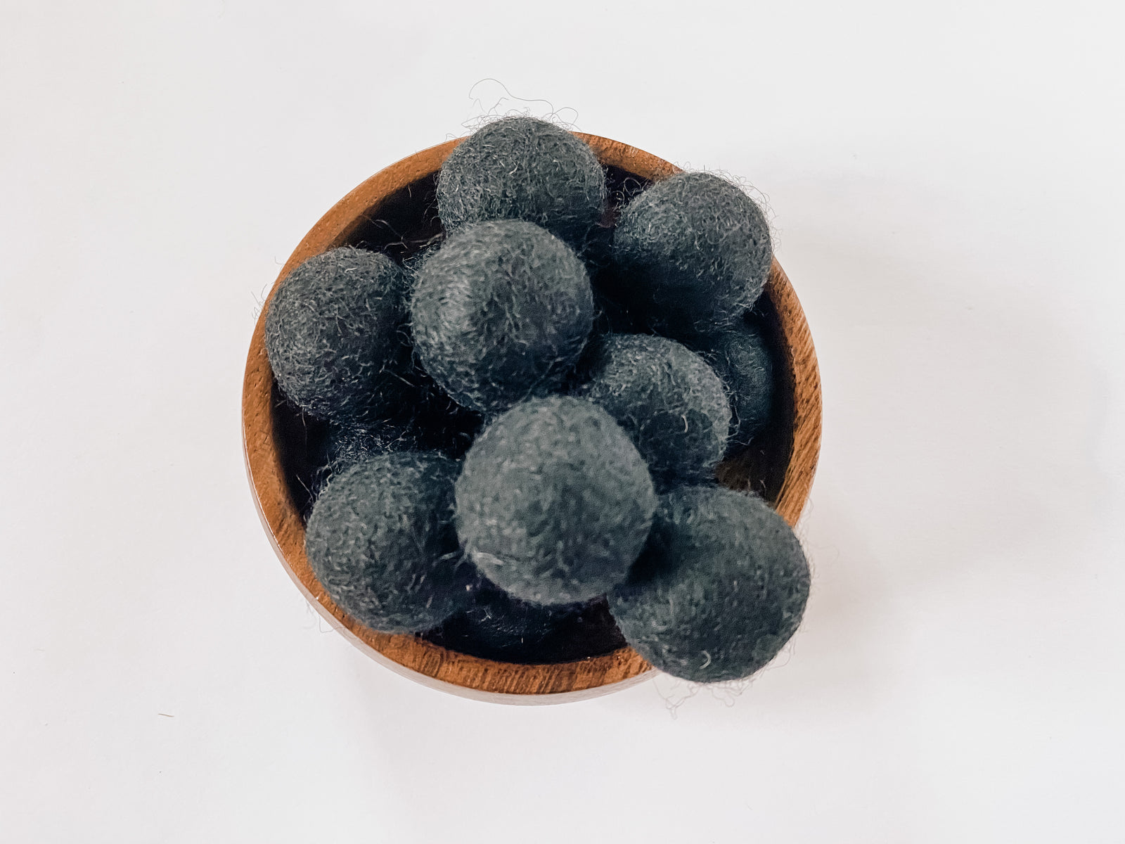 Chunky Black Wool Balls (Set of 20)