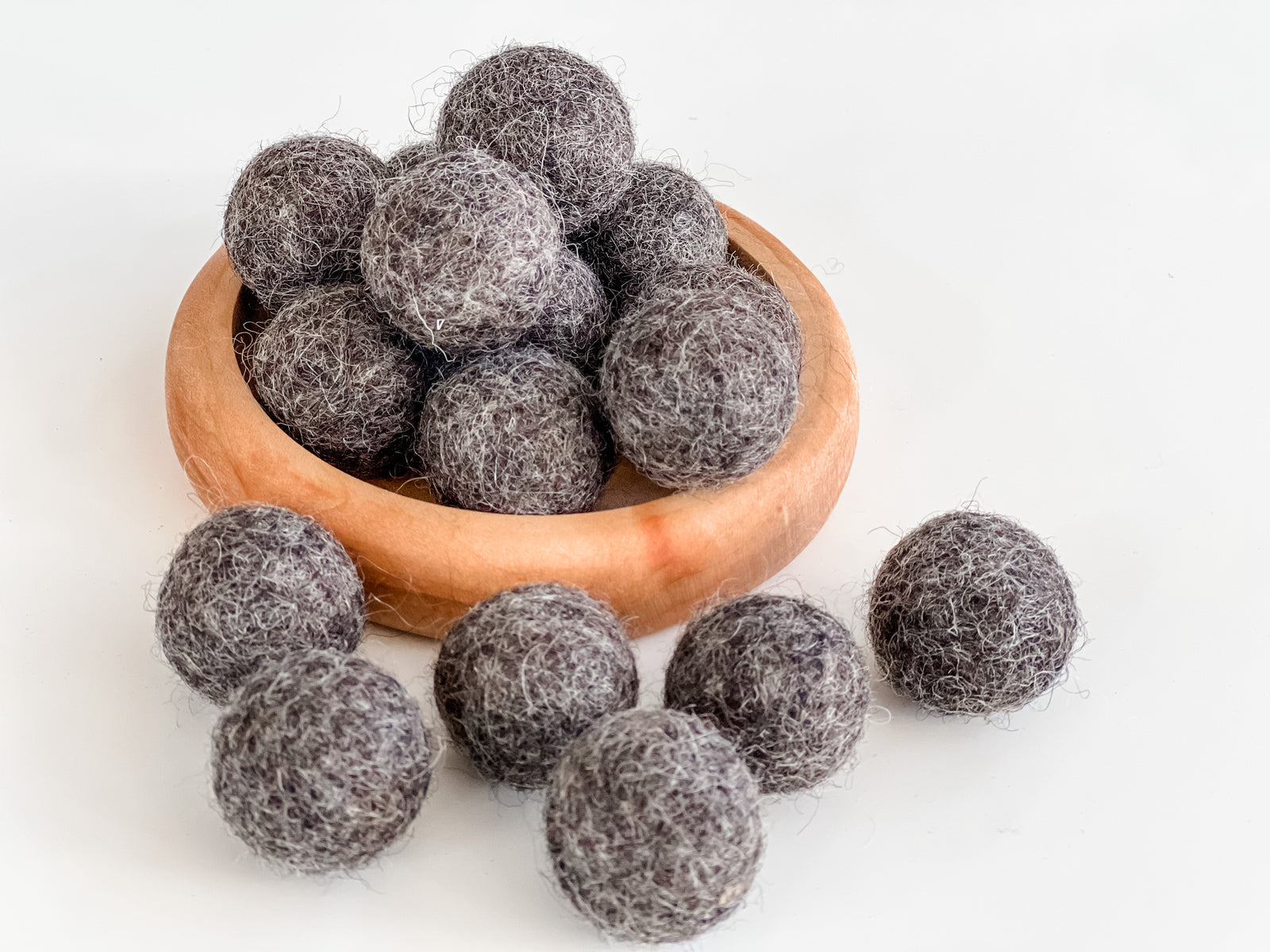 Dark Charcoal Grey Chunky Wool Balls (Set of 20)
