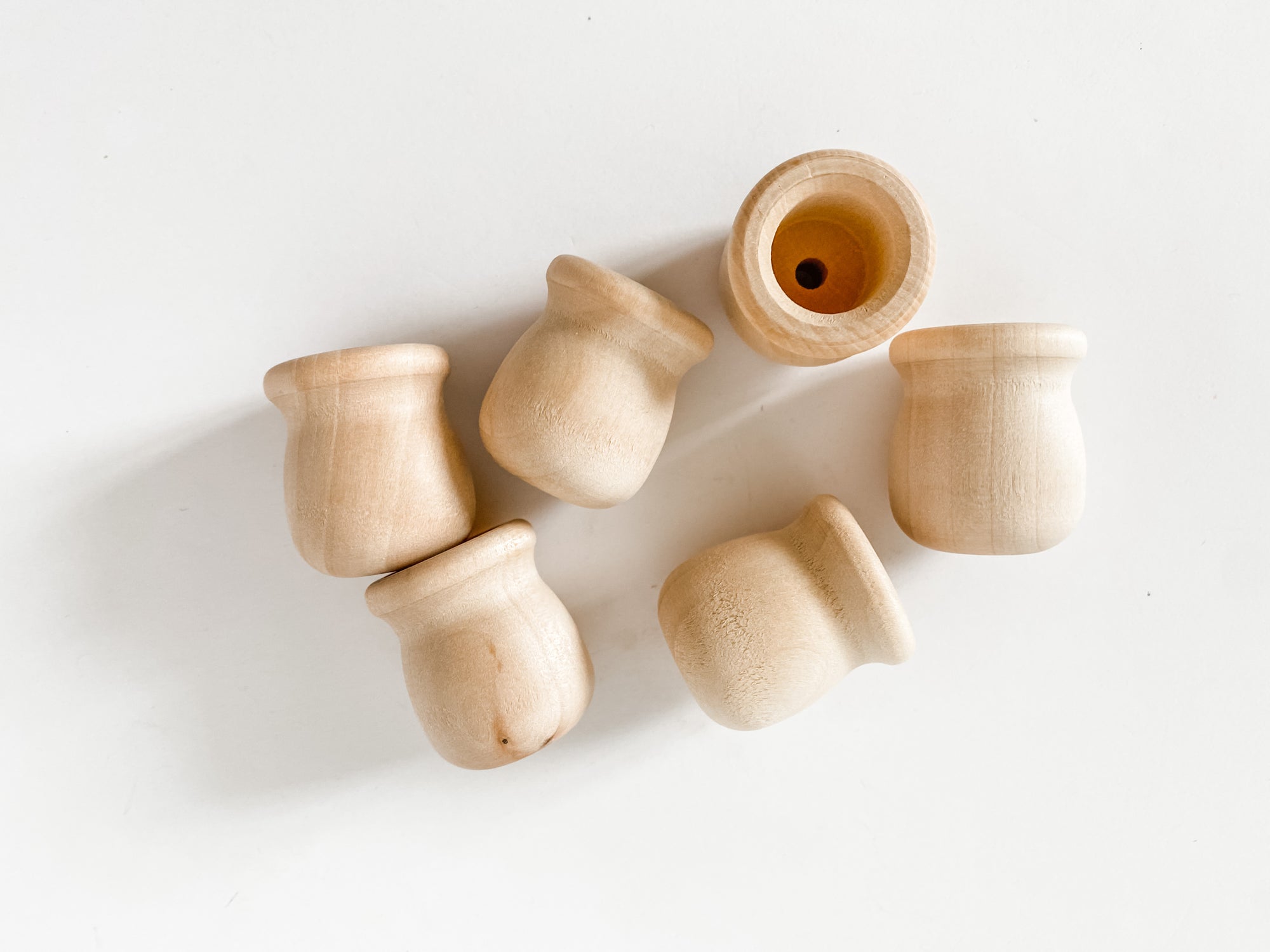 (Set of 6) Wooden Honey Pots