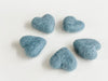 Hazy Blue Wool Hearts (Set of 5)
