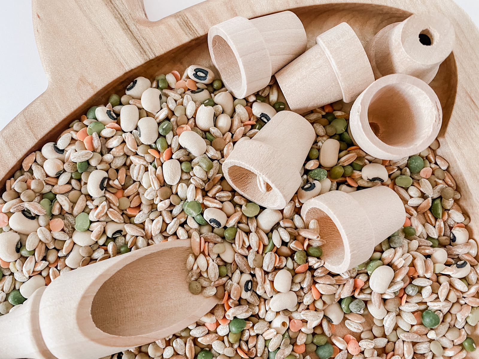 (Set of 6) Wooden Pots