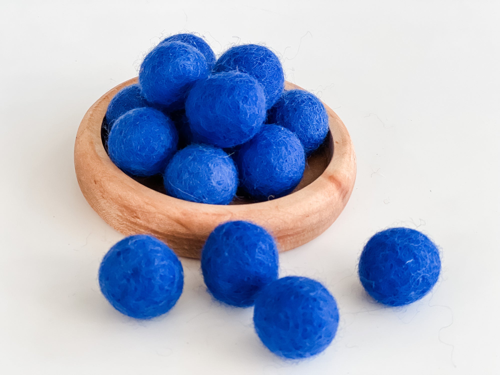 Chunky Bright Blue Wool Balls (Set of 20)