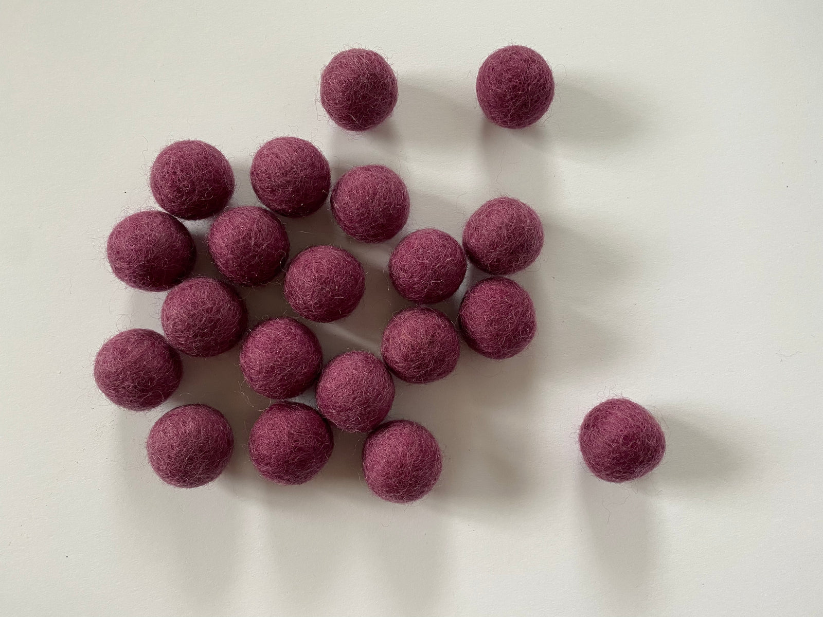 Plum Colored Wool Balls (Set of 20)