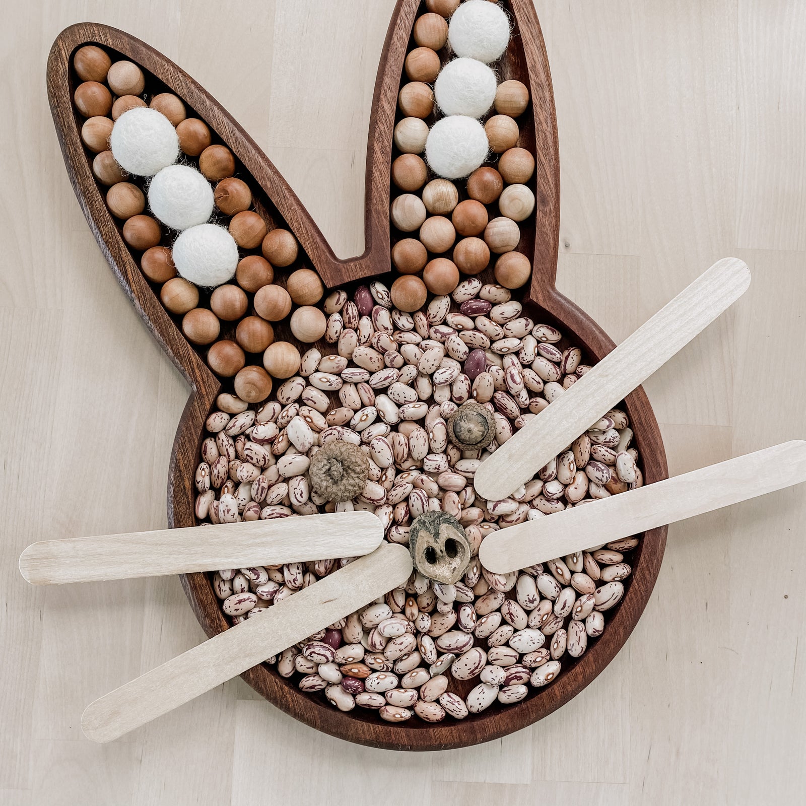 Mahogany Bunny Loose Parts Tray (Ship by 3rd Week of Feb)